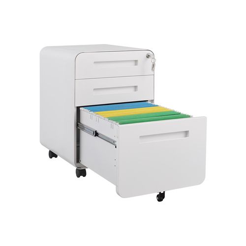 Caisson Mobile, Meuble Rangement Bureau ,avec 3 Tiroirs, 46 X 40 X 58 Cm ,simple, Blanc