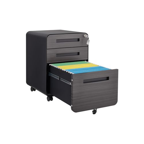 Caisson Mobile, Meuble Rangement Bureau ,avec 3 Tiroirs, 46 X 40 X 58 Cm , Simple ,noir