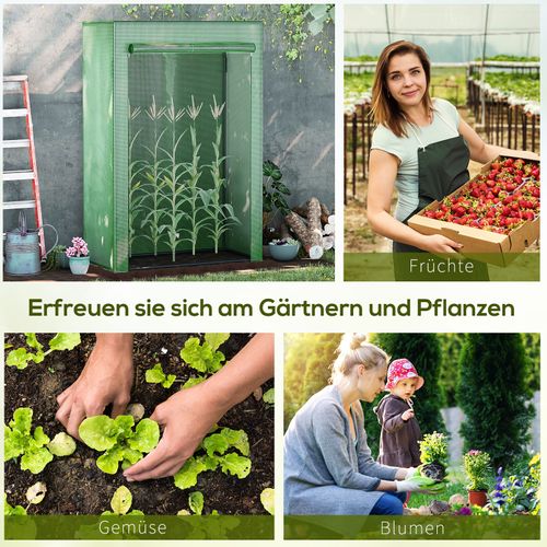 Serre Avec Porte Enroulée En Acier Et Plastique Pour Plantes Et La Culture, 100x50x150cm, Vert