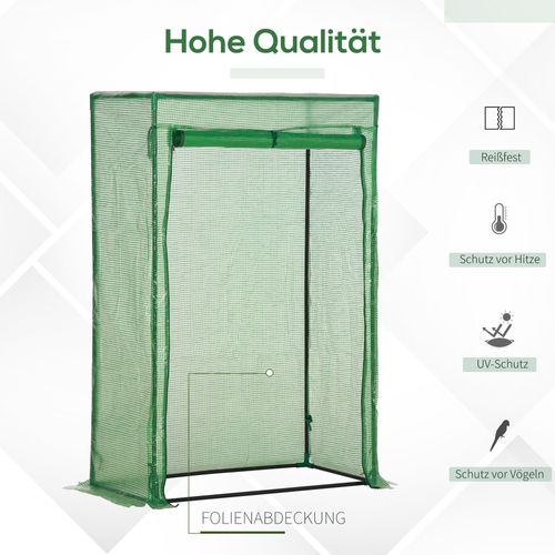 Serre Avec Porte Enroulée En Acier Et Plastique Pour Plantes Et La Culture, 100x50x150cm, Vert