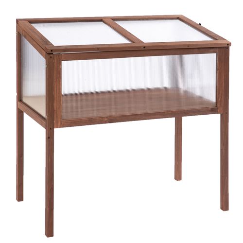 Mini Serre Surélevé Pour Jardin 90x50x93cm Pour Balcon Et Jardin, En Bois De Sapin Et Plaque PC