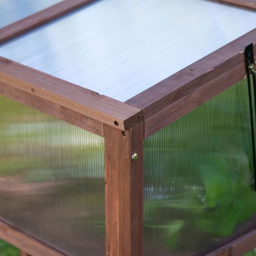 Mini Serre Surélevé Pour Jardin 90x50x93cm Pour Balcon Et Jardin, En Bois De Sapin Et Plaque PC