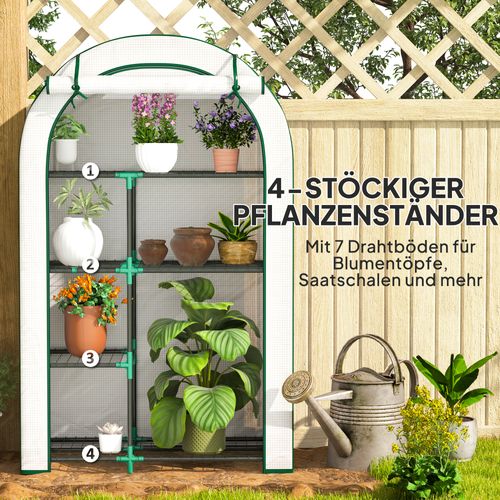 Serre Avec Porte Et Étagères En En Acier Pour Jardin Plantation Légumes Et Fleurs 100x45x160cm