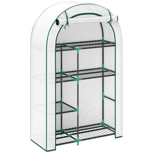 Serre Avec Porte Et Étagères En En Acier Pour Jardin Plantation Légumes Et Fleurs 100x45x160cm