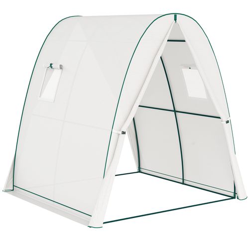 Serre Tunnel Haut Avec Porte, En Acier, Serre Pour Jardin Légumes, Fleurs 180x180x200cm, Blanc