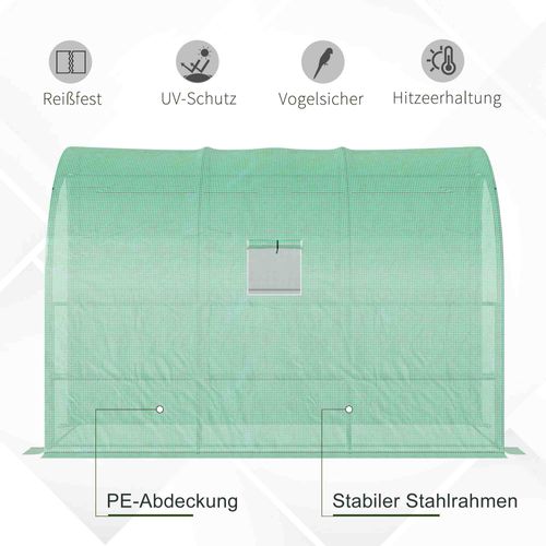 Serre Mural En Acier Avec Étagères Fenêtres, Pour Jardin Légumes Et Fleurs, 300x150x213cm, Vert