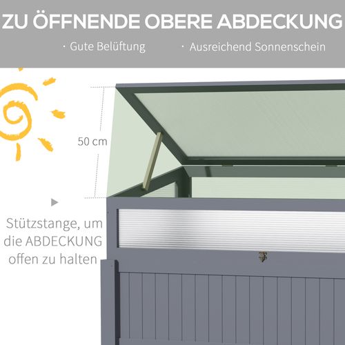 Serre Surélevé 120x54x112cm Pour Balcon Et Jardin, Polycarbonate Gris