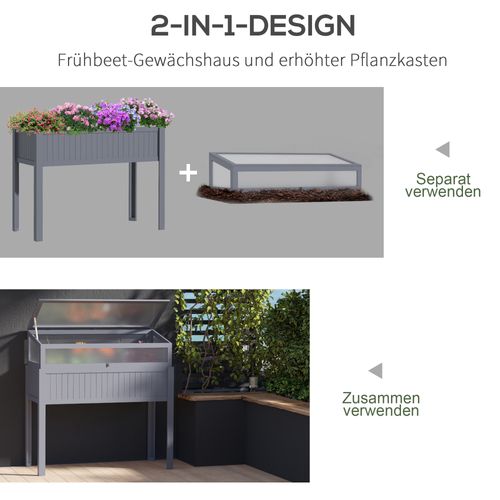Serre Surélevé 120x54x112cm Pour Balcon Et Jardin, Polycarbonate Gris