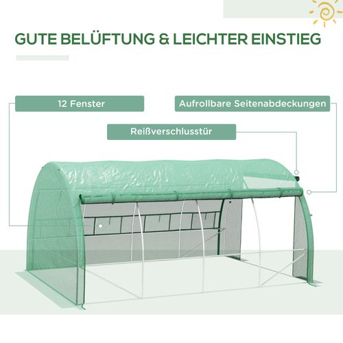 Serre En Acier Et En Film Plastique 3.97x3x2m,  Avec Protection Uv, Couvertures Enroulables
