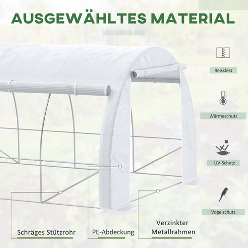 Serre En Acier Et En Film Plastique 3.97x3x2m,  Avec Protection Uv, Couvertures Enroulables