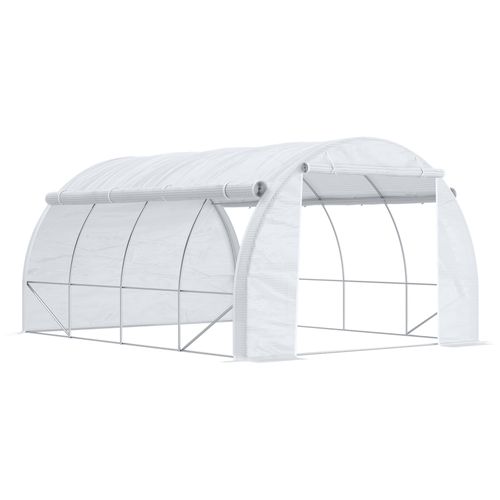 Serre En Acier Et En Film Plastique 3.97x3x2m,  Avec Protection Uv, Couvertures Enroulables