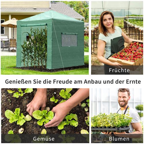 Serre Avec Cadre Acier Pe Depliable 238x178x240cm, Vert Foncé