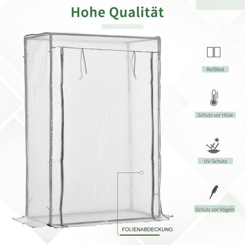 Serre Avec Film Pe Et Porte, Résistant à L'hiver 101 X 50 X 150 Cm, Blanc