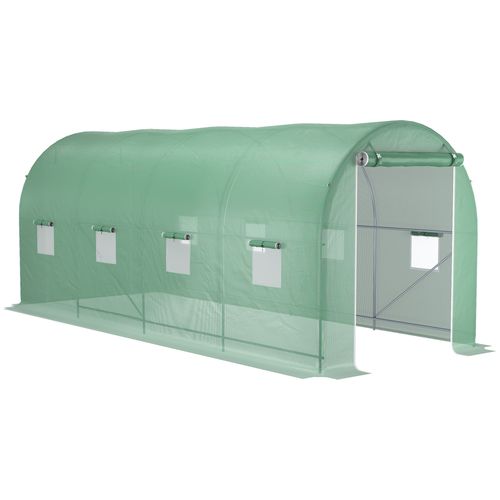 Grande Serre Tunnel En Film Plastique Avec Fenêtre 500x200x210cm, Vert