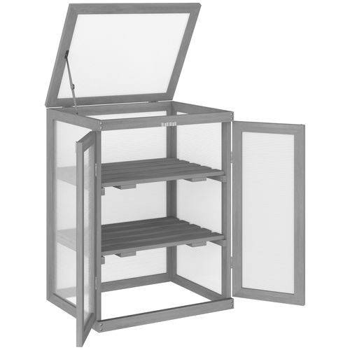 Serre Surélevé Pour Jardin ,avec 2 Portes En Bois Et Polycarbonate Résistant Aux Intempéries