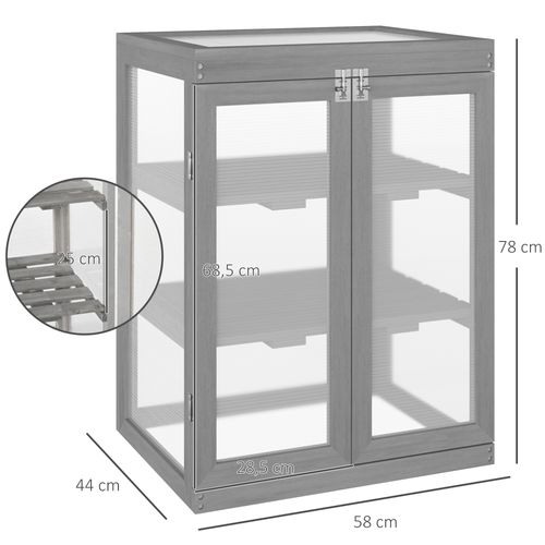 Serre Surélevé Pour Jardin ,avec 2 Portes En Bois Et Polycarbonate Résistant Aux Intempéries