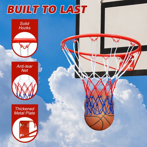 Panier De Basketball,avec Filet ,fixation Murale Pour Adultes Et Enfants,rouge