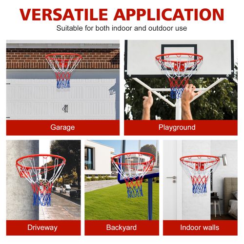 Panier De Basketball,avec Filet ,fixation Murale Pour Adultes Et Enfants,rouge