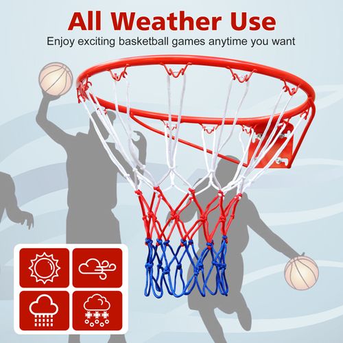 Panier De Basketball,avec Filet ,fixation Murale Pour Adultes Et Enfants,rouge