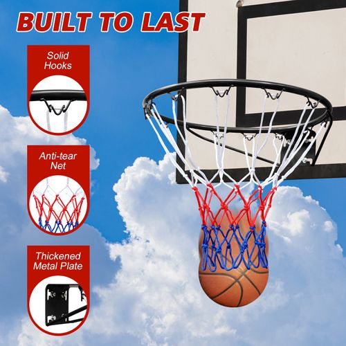 Anneau De Basketball,avec Filet ,fixation Murale Pour Adultes Et Enfants,noir