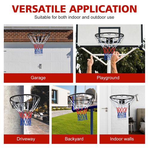 Anneau De Basketball,avec Filet ,fixation Murale Pour Adultes Et Enfants,noir