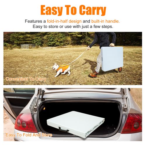 Table Pliante 125x61x74cm, Réglable En Hauteur,pour Les Pique-niques Et Les Fêtes, Blanc