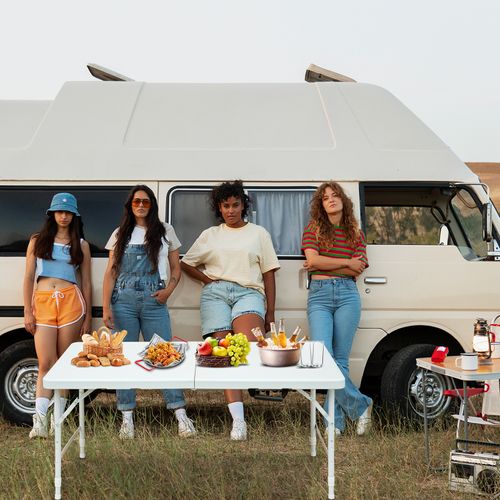 Table Pliante 125x61x74cm, Réglable En Hauteur,pour Les Pique-niques Et Les Fêtes, Blanc