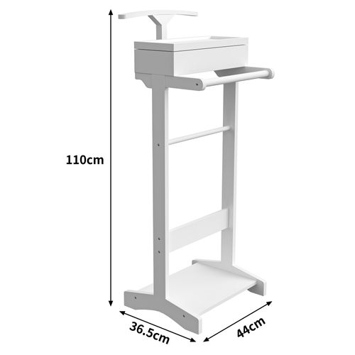 Valet En Bois 44 X 36.5 X 110cm, Avec Organisateur De Rangement, Blanc