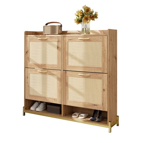 Meuble à Chaussures - Meuble D'entrée Rangement Pour Chaussures - 4 Portes 2 Etagères