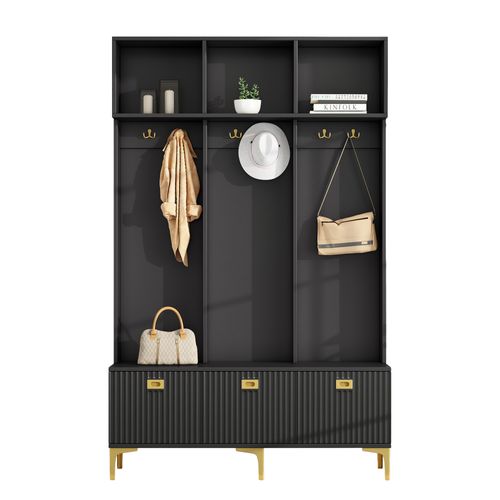 Porte-manteau, Vestiaire, Avec Banc, Rangement, Crochets Pour Entrée, Salon, Noir