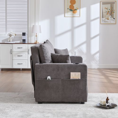 Canapé Multifonctionnel En velours, Pliable, Détachable, Avec Sac De Rangement, USB Et Porte-gobelet