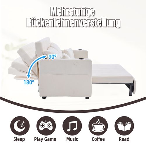 Canapé Multifonctionnel En Tissu, Pliable, Détachable, Avec Sac De Rangement, USB Et Porte-gobelet