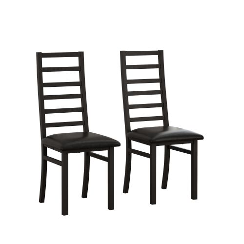 Lot De 2 Chaises, Pieds En Acier Et Assise En Pu,40x47x107cm,noir