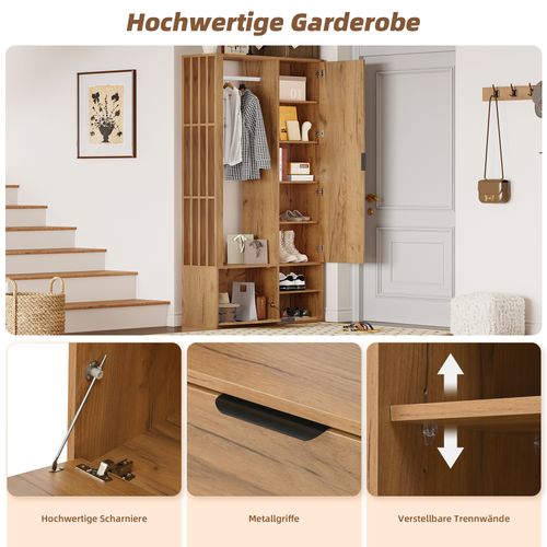 Vestiaire Avec Banc à Chaussures, Avec Miroir,100x33x190cm