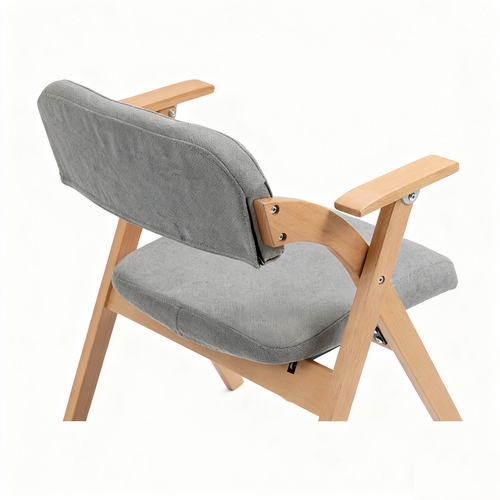 Lot De 2 Chaises Pliantes Avec Coussin En Velours Rembourrée Et Cadre En Bois - Gris