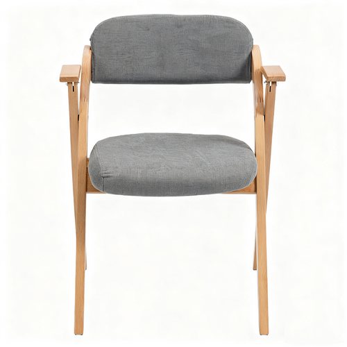 Lot De 2 Chaises Pliantes Avec Coussin En Velours Rembourrée Et Cadre En Bois - Gris