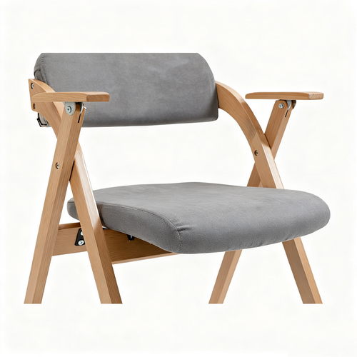 Lot De 2 Chaises Pliantes Avec Coussin En Velours Rembourrée Et Cadre En Bois - Gris