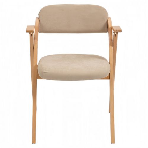 Lot De 2 Chaises Pliantes Avec Coussin En Velours Rembourrée Et Cadre En Bois - Kaki