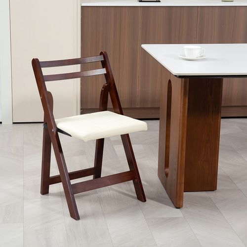 Lot De 2 Chaises Pliantes Vernis 44x45x75 Cm - Bois - Blanc