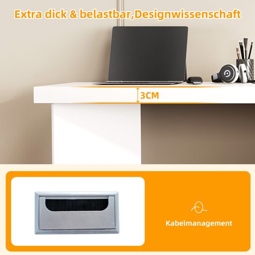 Bureau D'angle - Avec Niche Intégrée Pour Animaux – 120x50x75cm - Mdf - Blanc