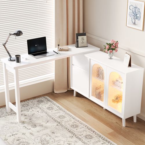 Bureau Extensible - Rotation 360° - Forme L Ou Ligne Droite - 120 X 40 X 78cm
