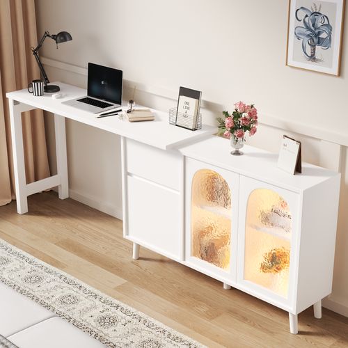 Bureau Extensible - Rotation 360° - Forme L Ou Ligne Droite - 120 X 40 X 78cm