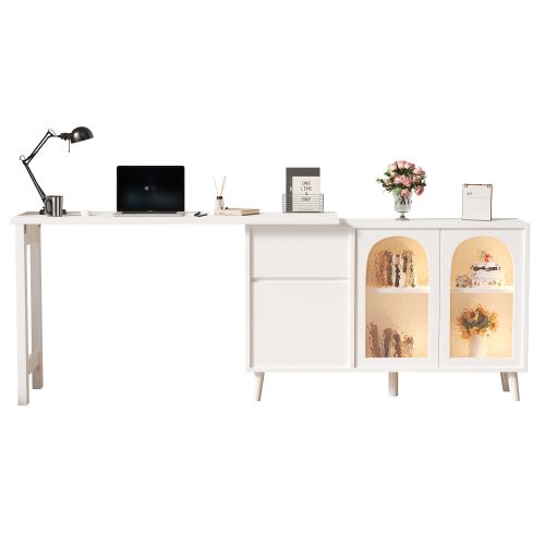 Bureau Extensible - Rotation 360° - Forme L Ou Ligne Droite - 120 X 40 X 78cm