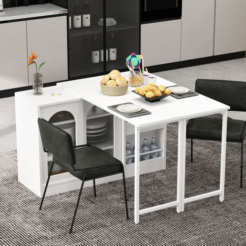 Table De Bar - Table De Cuisine - Pivotante à 360°(121.5x40x76.7cm) - Blanc - Mdf