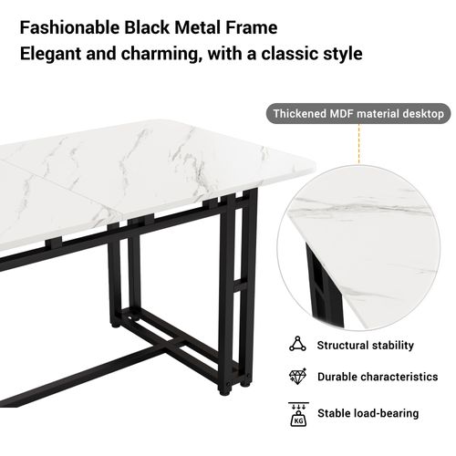 Table à Manger - Table De Cuisine - 120x70 Cm - Table à Pieds En Fer Noir - Mdf