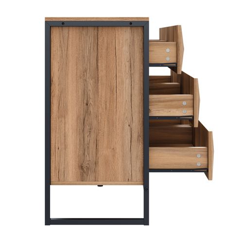 Commode 120x40x80 Cm - Bois - Avec Supports Métalliques Et 6 Tiroirs - Panneau De Particules