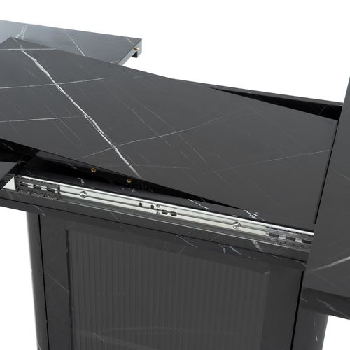 Table à Manger Rectangulaire Moderne 120 Cm-160 Cm - Extensible - Avec Rangement - Noir