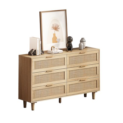 Commode De Chambre/bureau/salon 130x40x75cm - 6 Tiroirs - Meuble De Rangement Moderne - Bois