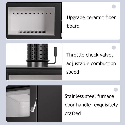 Poêle à Bois - Fonte Poêle Multi-combustibles - Cheminée Éco-conception - 60 X 49 X 85 Cm
