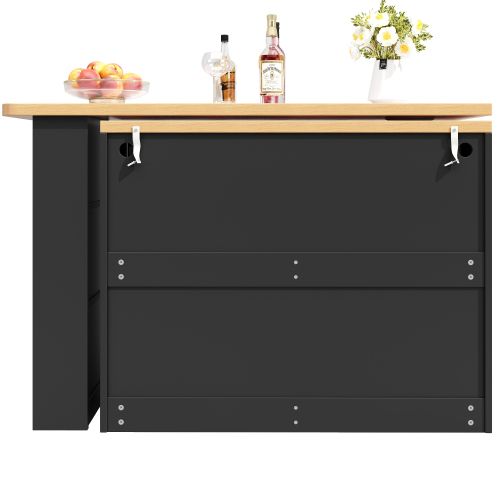 Table De Bar Extensible 135-203x39x92.8 Cm - Avec Pivotement à 360° Et LED - Noir